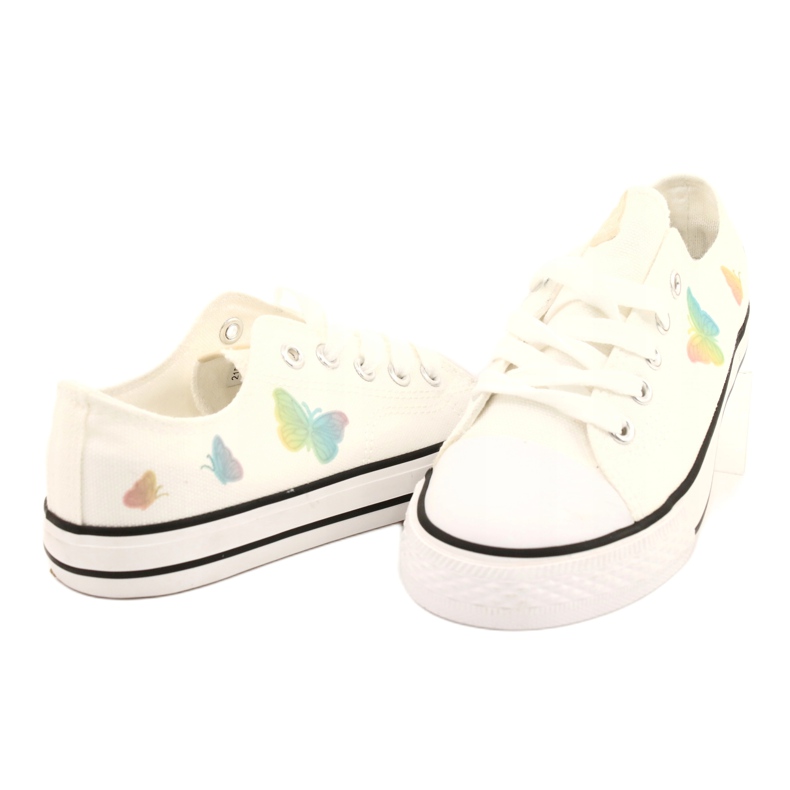 NEWS Sneakers bianche con farfalle legate 21DZ35-3585 bianco 4