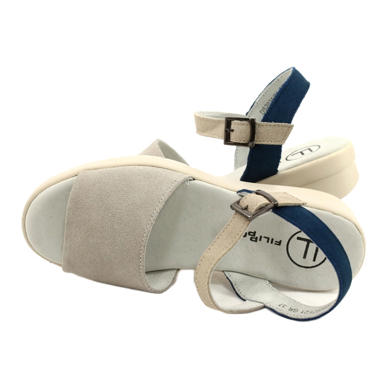 Comodi Sandali in Pelle da Donna Filippo DS2021/21 grigio 3