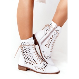 Stivali in pelle traforata Nicole 2627 Bianco bianca 1