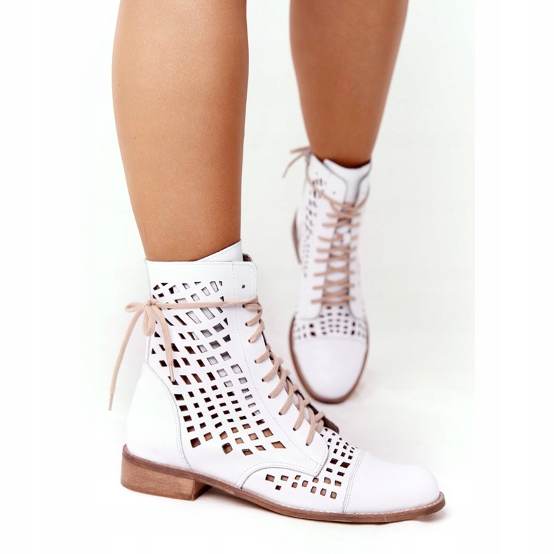 Stivali in pelle traforata Nicole 2627 Bianco bianca 2