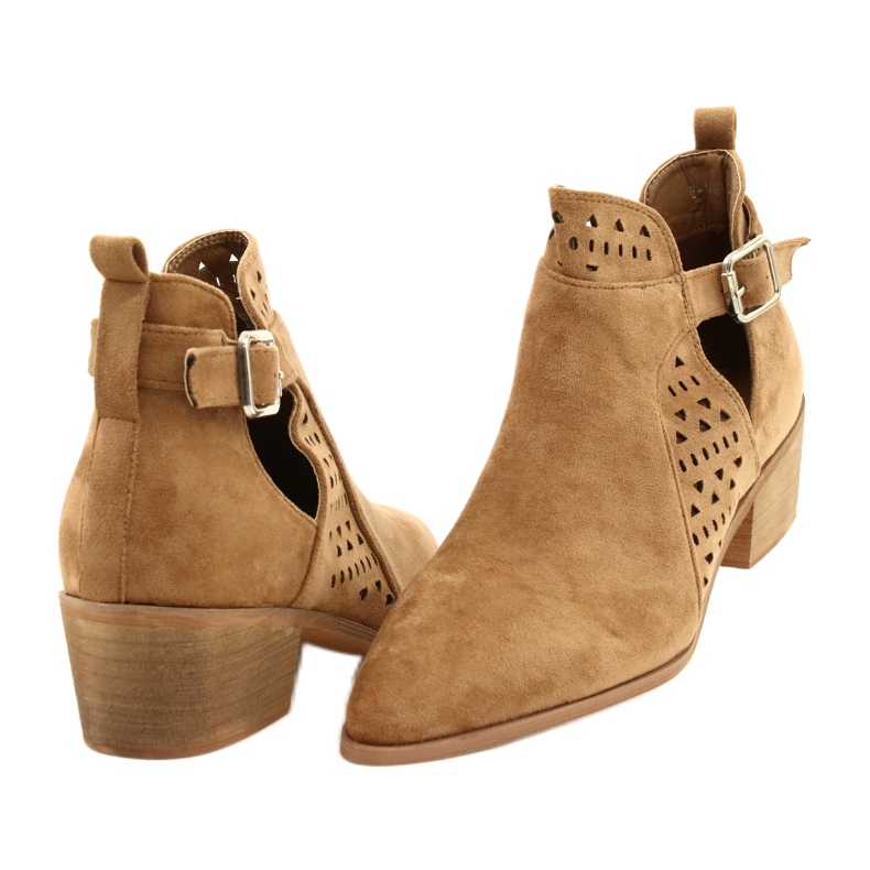 FB1 Stivali Da Donna Con Tacco Alto Fibbia In Pelle Scamosciata Cammello Esen marrone 5