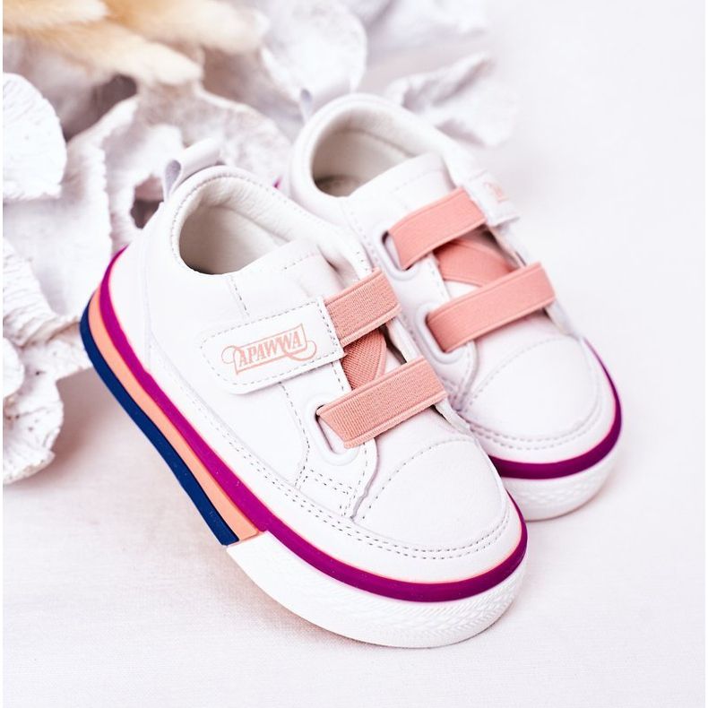 Apawwa Sneakers Bambini Con Costine Bianche E Rosa Baxter bianco 2