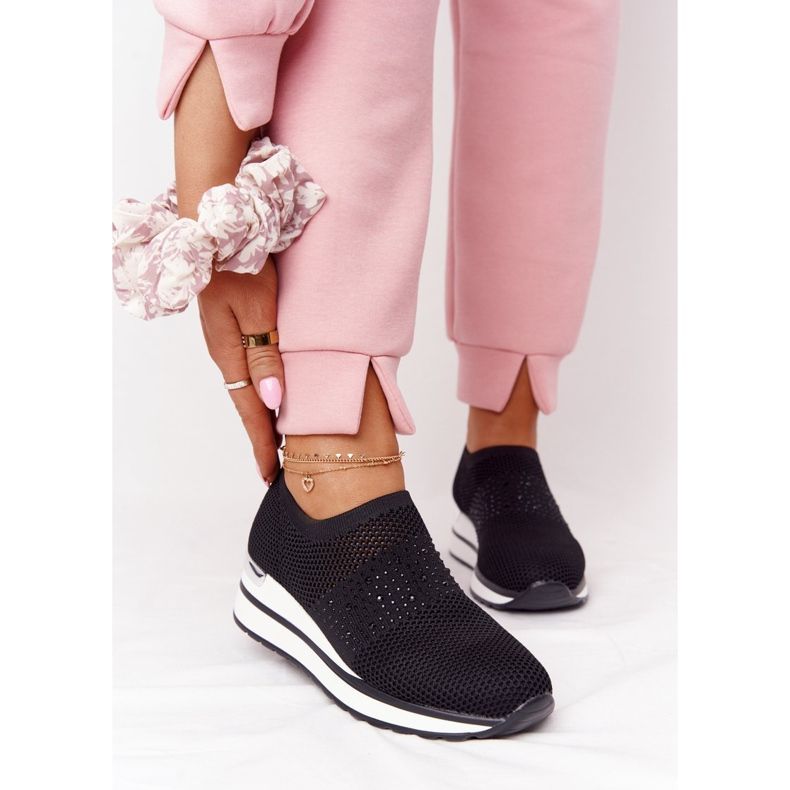 Sneakers traforate Slip-On On Wedge Black Sophia bianco nero 1