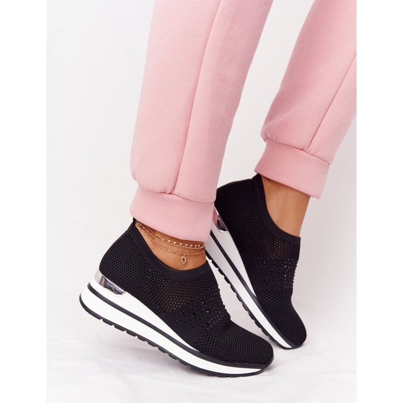 Sneakers traforate Slip-On On Wedge Black Sophia bianca nero 2