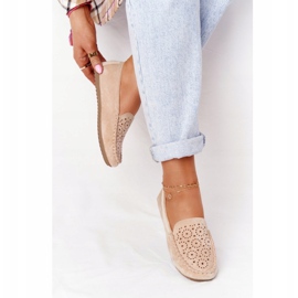 Mocassini da donna in pelle scamosciata Beige Molly 1