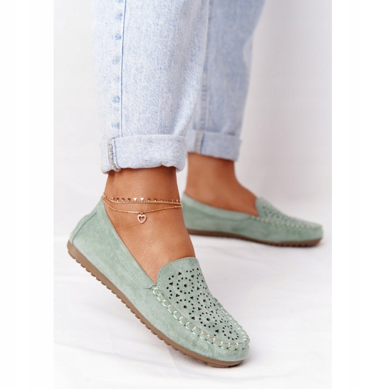 Mocassini da donna in camoscio verde Molly 2