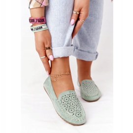 Mocassini da donna in camoscio verde Molly 1
