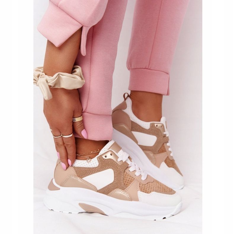 Sneakers Donna Beige Yolo Su Suola Larga bianco 1