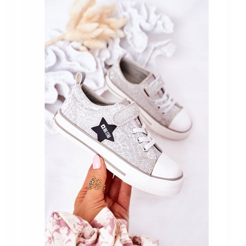 Sneakers Per Bambini Con Velcro Big Star HH374025 Argento d'argento 1