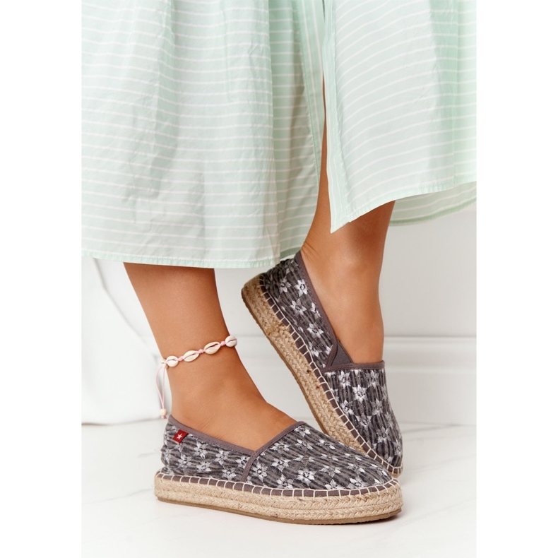Espadrillas su piattaforma intrecciata Big Star AA274680 Grigio 2