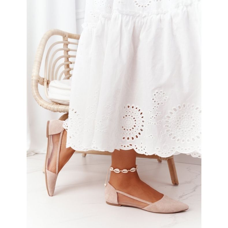 EVE Ballerine In Spitz Beige Melania Con Rete 2
