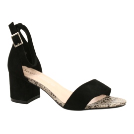 Sandali su un post basso Sergio Leone SK839 beige marrone nero 2