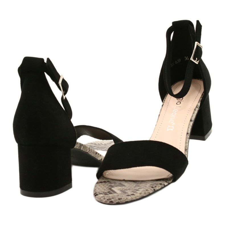 Sandali su un post basso Sergio Leone SK839 beige marrone nero 4