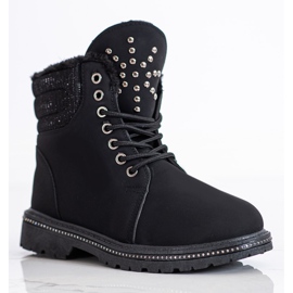 SHELOVET Trappers neri con zirconi cubici nero 1
