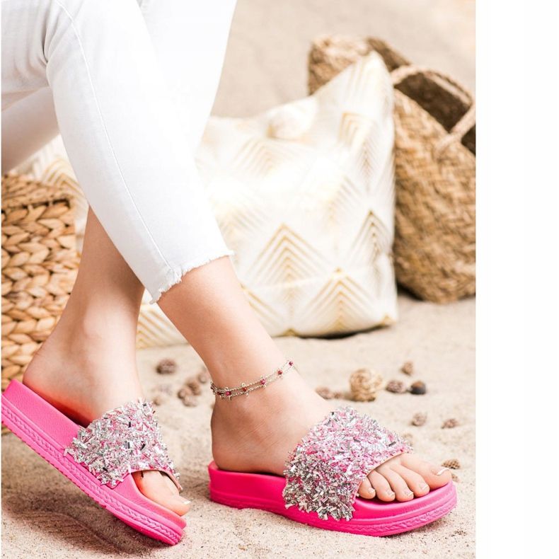 Seastar Pantofole di cristallo alla moda rosa 1