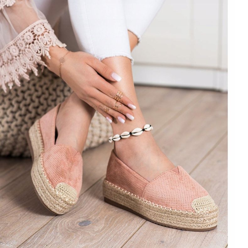 SHELOVET Espadrillas sulla piattaforma rosa 1