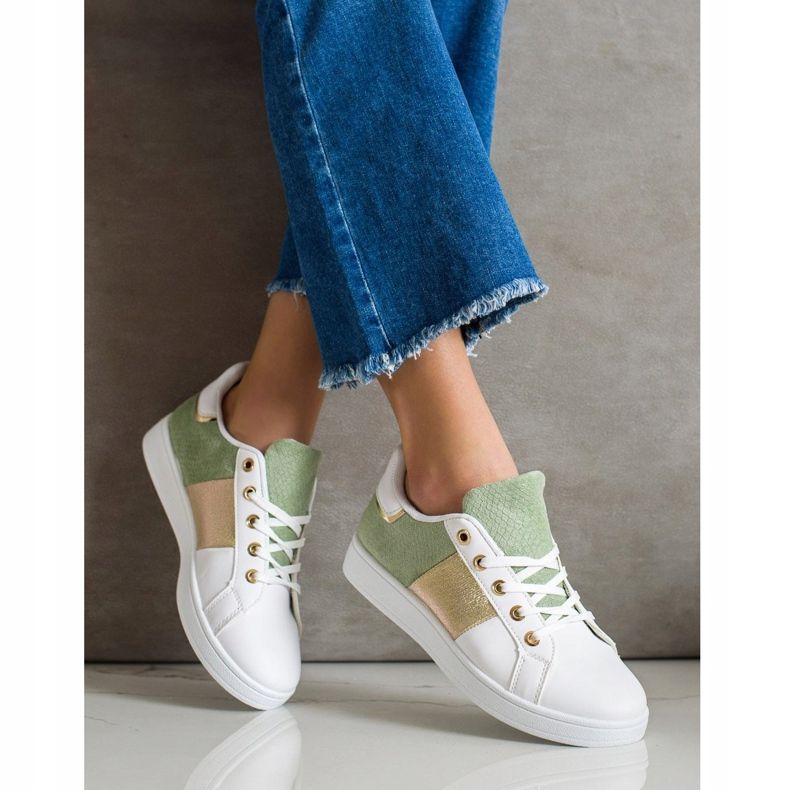 SHELOVET Sneakers allacciate alla moda bianca multicolore verde 2