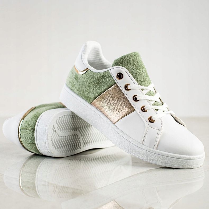 SHELOVET Sneakers allacciate alla moda bianca multicolore verde 1