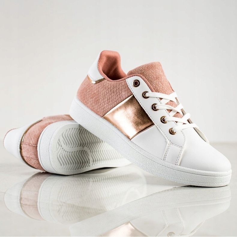 SHELOVET Sneakers allacciate alla moda bianco rosa multicolore 1