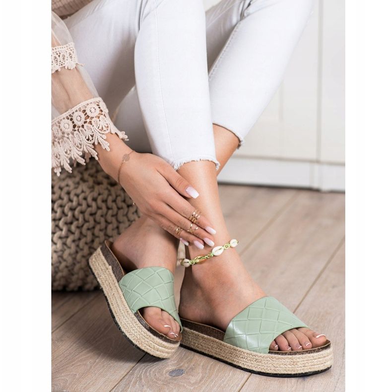 SHELOVET Pantofole Sulla Piattaforma verde 1