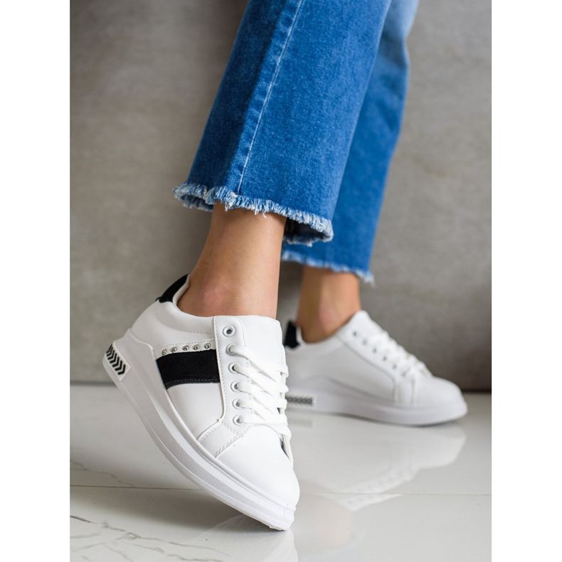 SHELOVET Scarpe da ginnastica casual bianca nero 2