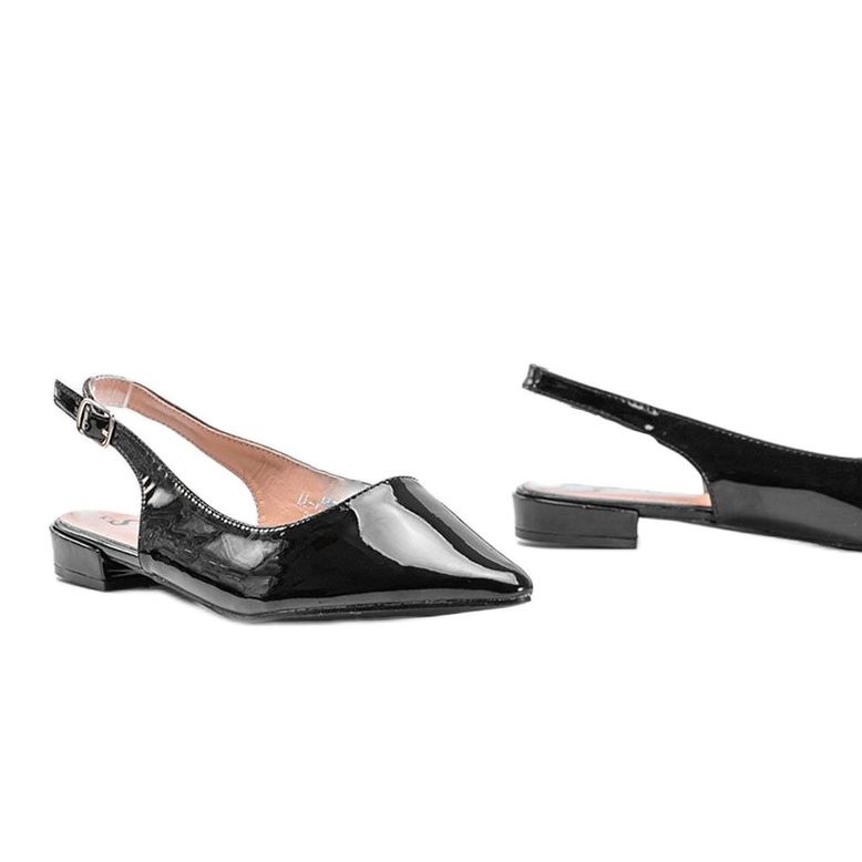 Ballerine piatte in vernice nera Tia nero 1
