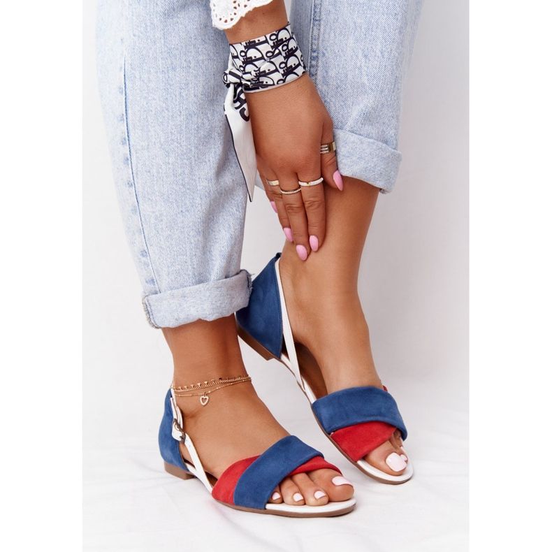 Sandali in Pelle Maciejka 04614-17 Blu Navy-Rosso 1