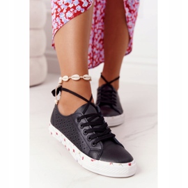 EVE Sneakers In Pelle Traforata Con Fiori Nere Primavera 9SP35-1002 nero 1