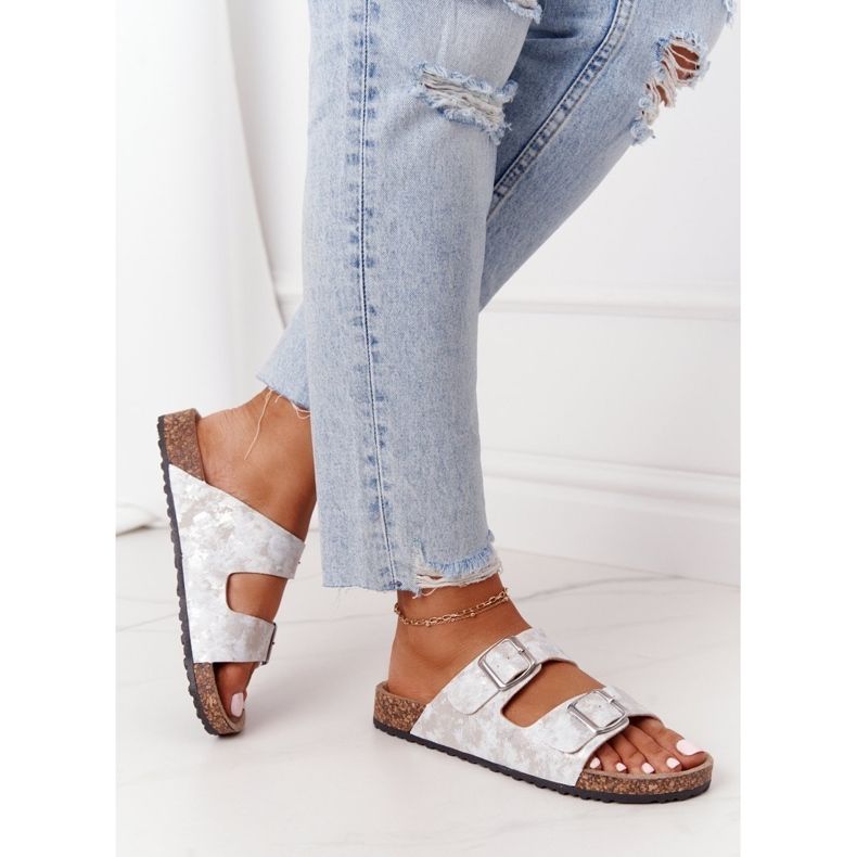Ciabatte Da Donna Con Fibbie Argento Vivio 2