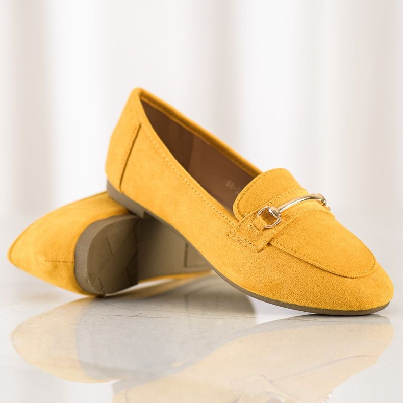 Anesia Paris Mocassini eleganti in camoscio giallo 1