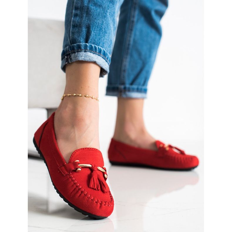 Queentina Mocassini in pelle scamosciata alla moda rosso 2