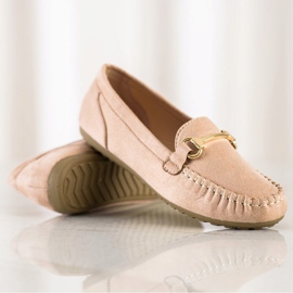 SHELOVET Mocassini in pelle scamosciata beige 1