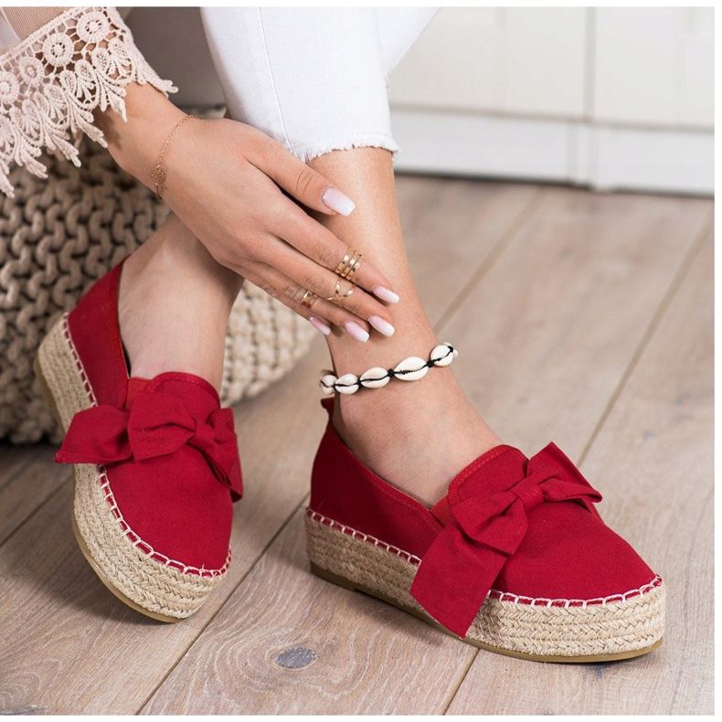 SHELOVET Espadrillas rosse con fiocco rosso 1