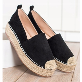 SHELOVET Espadrillas in pelle scamosciata sulla piattaforma nero 2