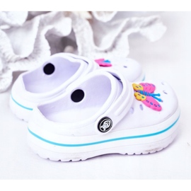 Pantofole in schiuma per bambini Kroks White Lazy Day bianco multicolore 1