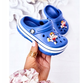 Pantofole in schiuma per bambini Crocs Blue Lazy Day 2