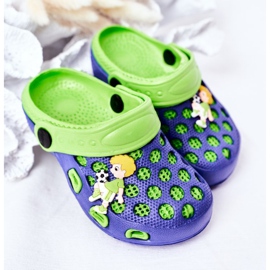 Pantofole in schiuma per bambini Crocs Navy Blue-Green Jupiter blu navy verde 2