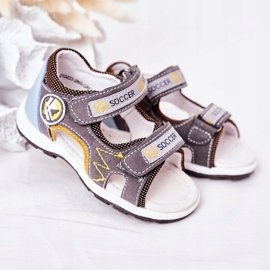 EVE Sandali da calcio grigi per bambini con velcro multicolore 2