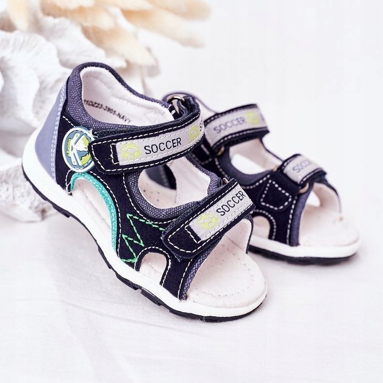 EVE Sandali da calcio blu navy per bambini con velcro multicolore 1
