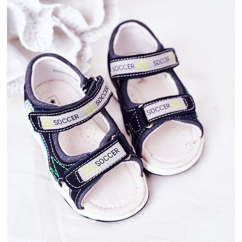 EVE Sandali da calcio blu navy per bambini con velcro multicolore 2