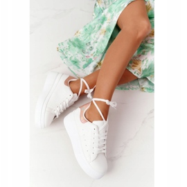 Scarpe Sportive Sneakers Sulla Piattaforma Bianco e Oro Brillano Brillanti d'oro 2