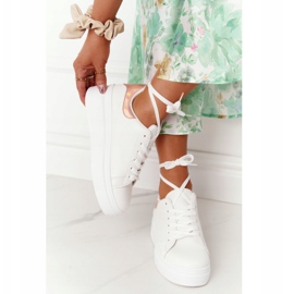 Scarpe Sportive Sneakers Sulla Piattaforma Bianco e Oro Brillano Brillanti d'oro 1
