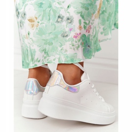 Scarpe Sportive Sneakers Sulla Piattaforma Bianco e Argento Shine Bright bianca d'argento 2