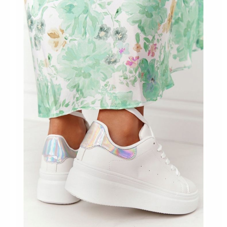 Scarpe Sportive Sneakers Sulla Piattaforma Bianco e Argento Shine Bright bianca d'argento 2