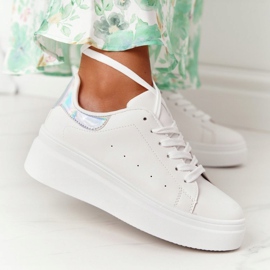 Scarpe Sportive Sneakers Sulla Piattaforma Bianco e Argento Shine Bright bianca d'argento 1