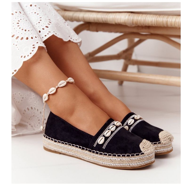 PG1 Espadrillas Sulla Piattaforma Con Conchiglia Nera nero 1