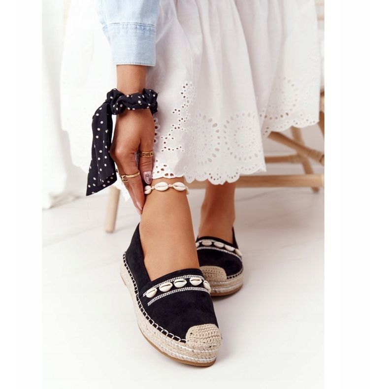 PG1 Espadrillas Sulla Piattaforma Con Conchiglia Nera nero 2