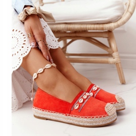 PG1 Espadrillas Sulla Piattaforma Con Conchiglia Di Corallo rosso arancia 1