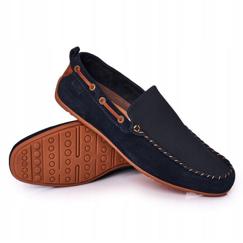 Mocassini casual in pelle scamosciata GOE HH1N4019 Blu navy marrone 2