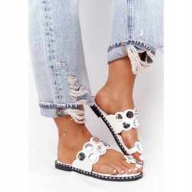 PS1 Ciabatte In Pelle Con Strass Bianco Ava 2